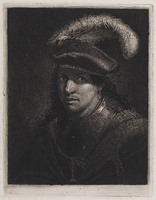 KG 07835
<br/>
Portret van een jonge man met gevederde baret
<br/>
<em>Freij, Johannes Pieter de (1770-1834)</em>